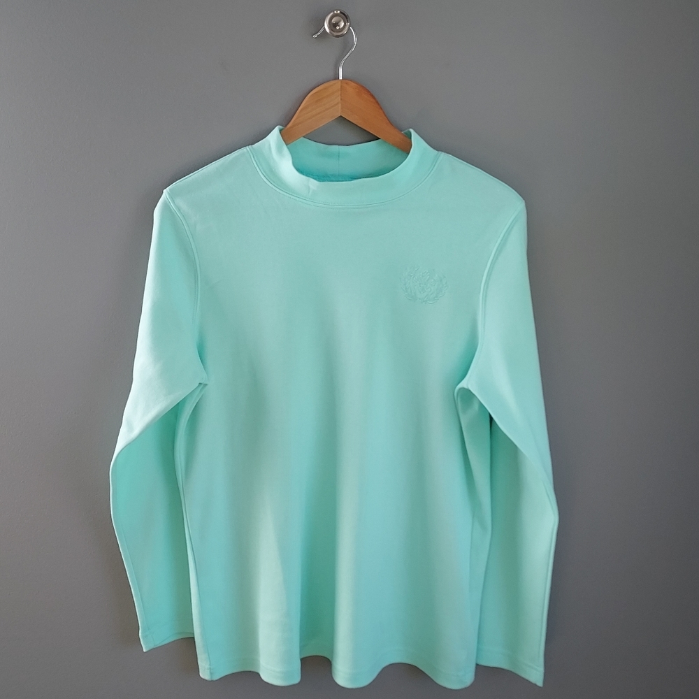 Blair, mint green (sea glass), size M, women's mock neck top